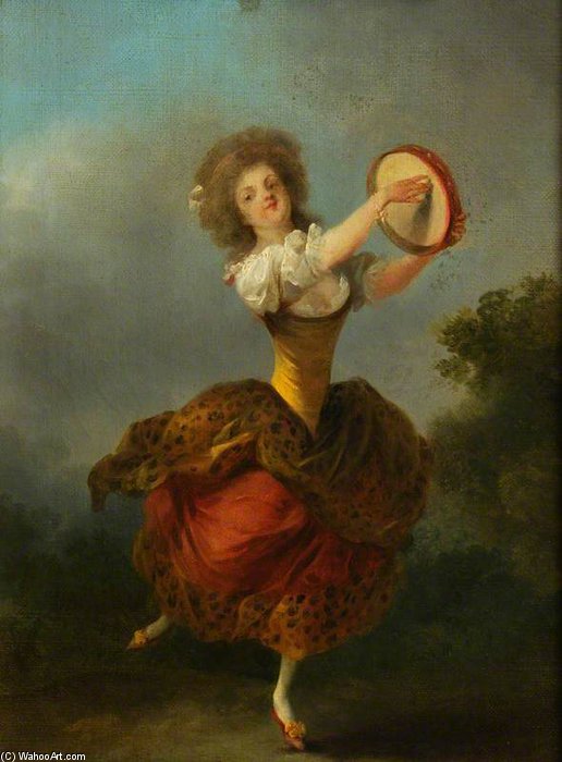 WikiOO.org - Енциклопедия за изящни изкуства - Живопис, Произведения на изкуството Jean Frédéric Schall - A Dancer With A Tambourine
