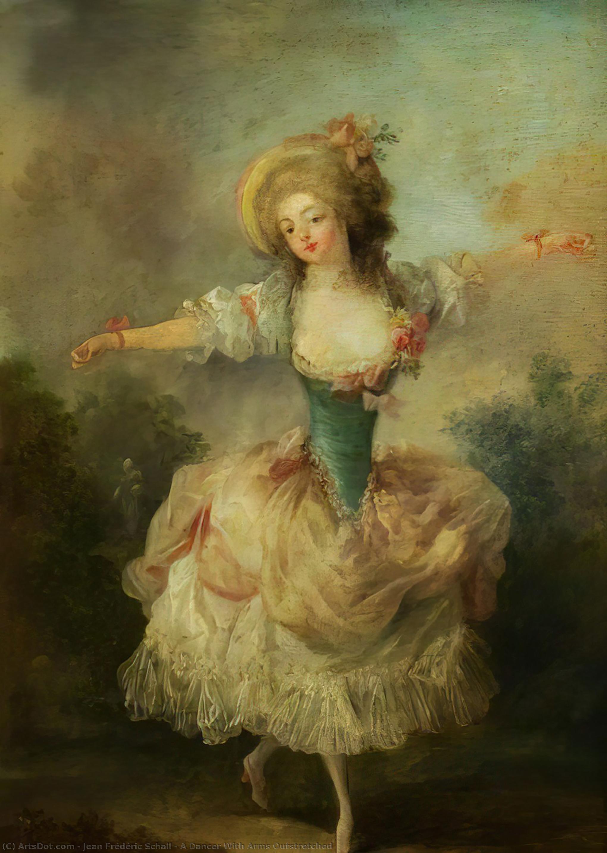 Wikioo.org - The Encyclopedia of Fine Arts - Painting, Artwork by Jean Frédéric Schall - A Dancer With Arms Outstretched