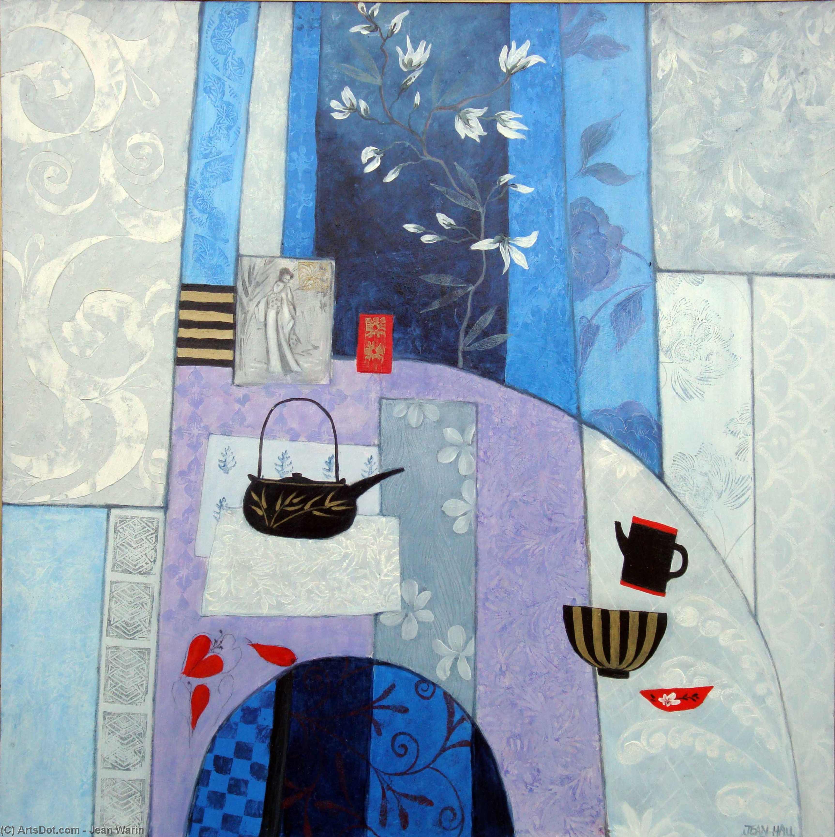 Wikioo.org - The Encyclopedia of Fine Arts - Painting, Artwork by Jean Warin - Japanese Composition On Blue