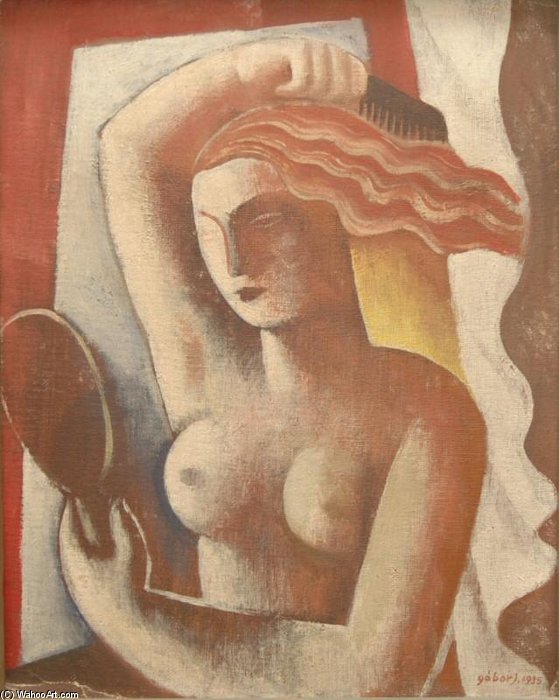WikiOO.org - Encyclopedia of Fine Arts - Maľba, Artwork Jeno Gabor - Combing Nude