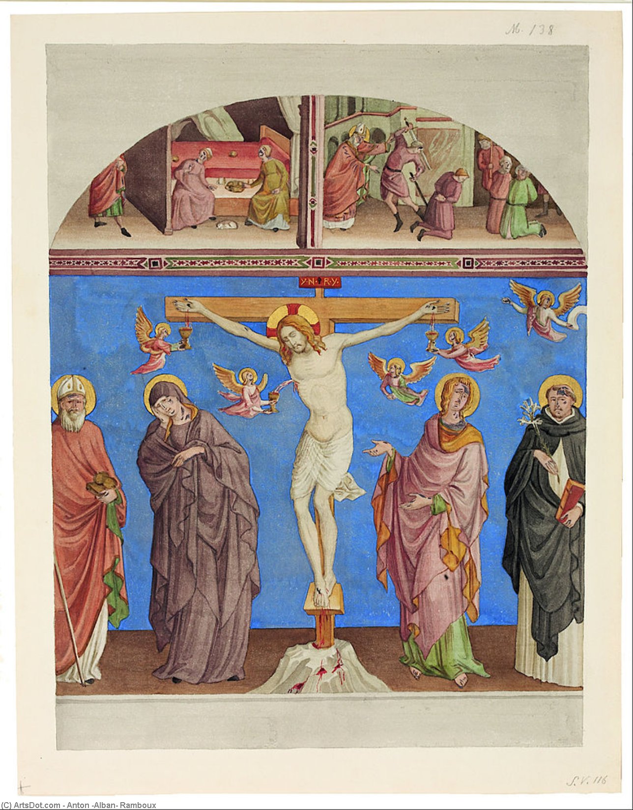 Wikioo.org - The Encyclopedia of Fine Arts - Painting, Artwork by Anton (Alban) Ramboux - Christ On The Cross In The Church Of S. Domenico In Arezzo