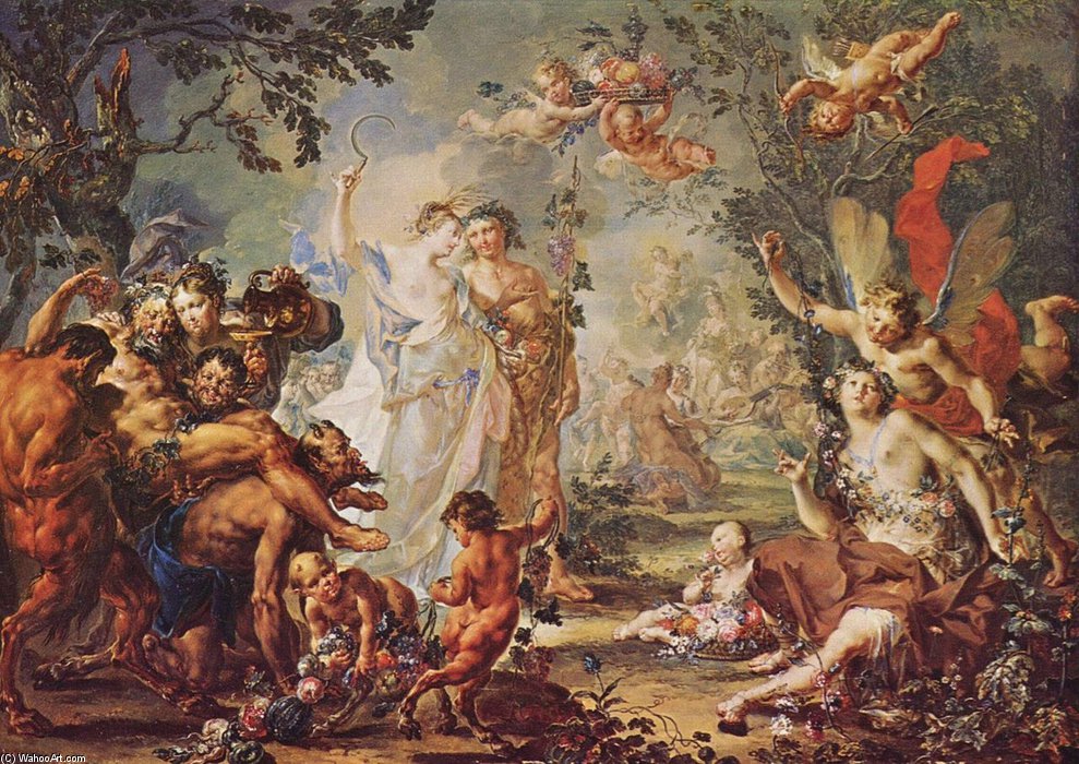 Wikioo.org - The Encyclopedia of Fine Arts - Painting, Artwork by Johann Georg Platzer - Allegorie Der Vier Jahreszeiten
