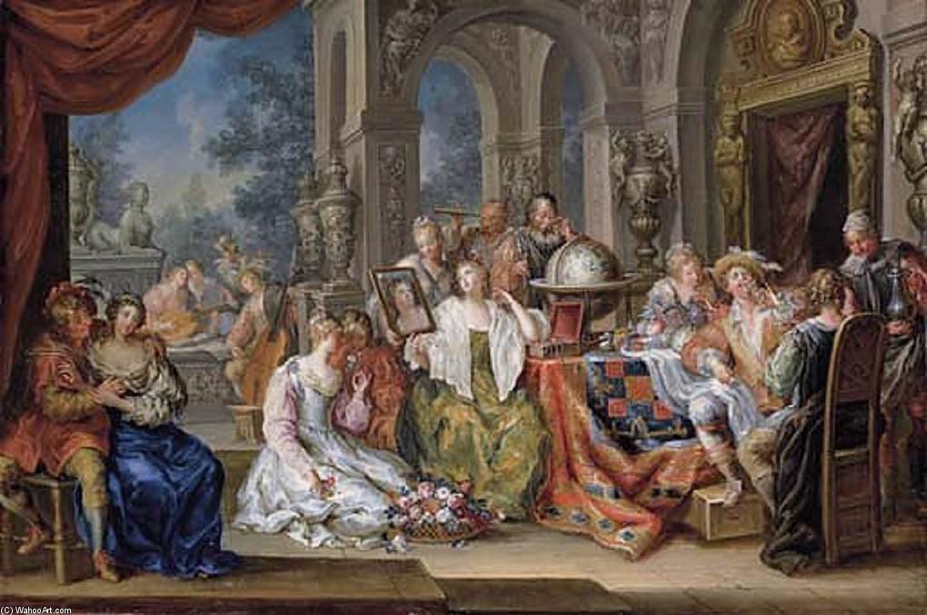 Wikioo.org - The Encyclopedia of Fine Arts - Painting, Artwork by Johann Georg Platzer - Allegory Of Five Senses