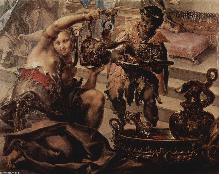 WikiOO.org - Enciclopédia das Belas Artes - Pintura, Arte por Johann Georg Platzer - Das Gastmal Der Kleopatra