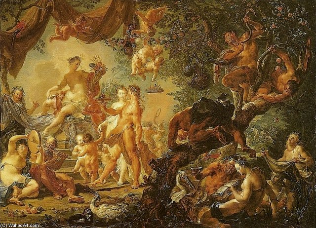 Wikioo.org - The Encyclopedia of Fine Arts - Painting, Artwork by Johann Georg Platzer - Marriage Of Aphrodite And Hephaestus