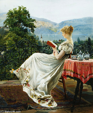 Wikioo.org - The Encyclopedia of Fine Arts - Painting, Artwork by Johann Hamza - On The Terrace