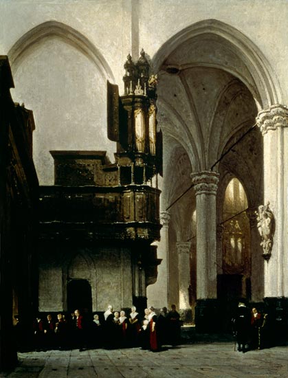 Wikioo.org - Bách khoa toàn thư về mỹ thuật - Vẽ tranh, Tác phẩm nghệ thuật Johannes Bosboom - The New Church At Amsterdam