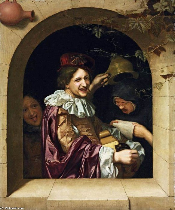 Wikioo.org - The Encyclopedia of Fine Arts - Painting, Artwork by Johannes Tielius - Hurdy-gurdy Player With An Old Woman