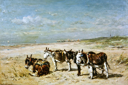 WikiOO.org - Encyclopedia of Fine Arts - Maľba, Artwork Johannes Hubertus Leonardus De Haas - Donkeys On The Beach