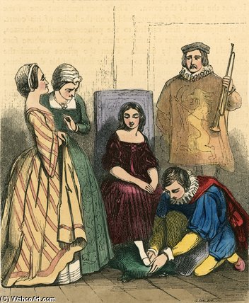WikiOO.org - אנציקלופדיה לאמנויות יפות - ציור, יצירות אמנות John Absolon - Cinderella Fitting On The Glass Slipper
