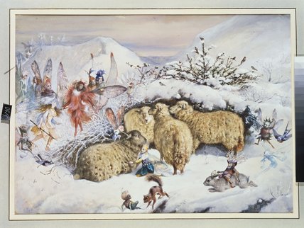 WikiOO.org - 百科事典 - 絵画、アートワーク John Anster Fitzgerald - 妖精 教会に 雪