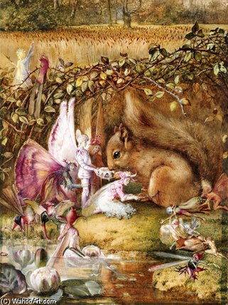 Wikioo.org - The Encyclopedia of Fine Arts - Painting, Artwork by John Anster Fitzgerald - The Wounded Squirrel