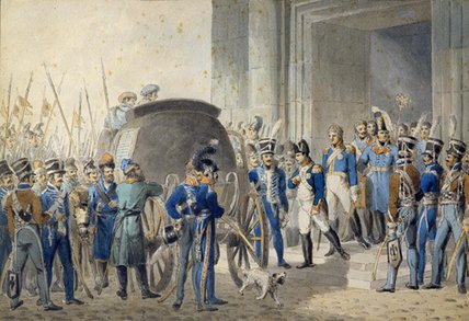 WikiOO.org - Encyclopedia of Fine Arts - Maleri, Artwork John Augustus Atkinson - Departure Of Napoleon For Elba