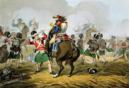 Wikioo.org - The Encyclopedia of Fine Arts - Painting, Artwork by John Augustus Atkinson - French Cuirassiers At The Battle Of Waterloo