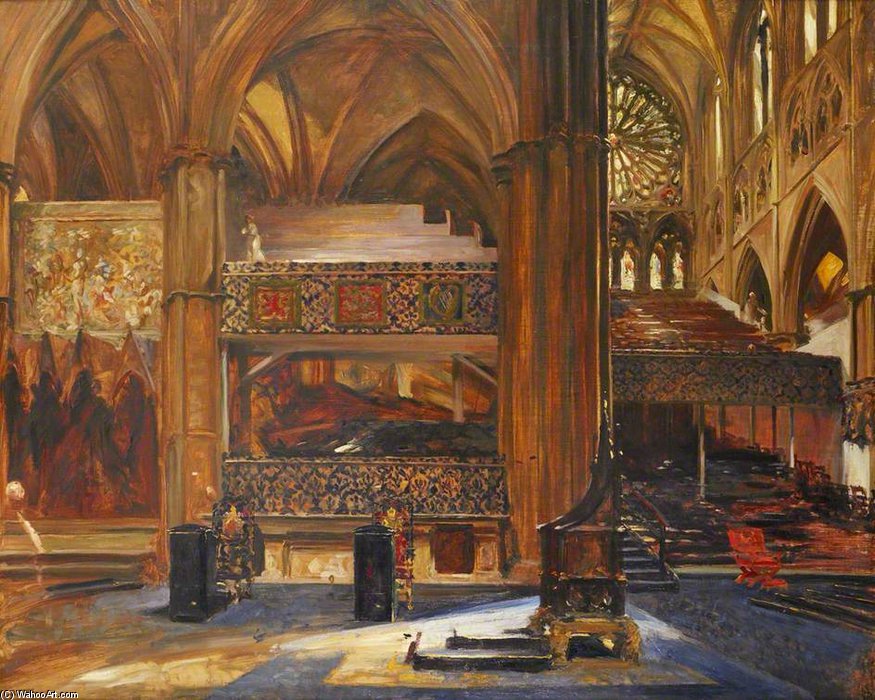 Wikioo.org - The Encyclopedia of Fine Arts - Painting, Artwork by John Bacon - Interior Of Westminster Abbey