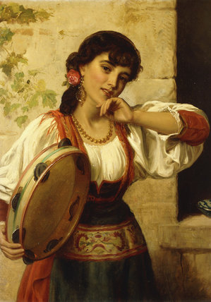 Wikioo.org - The Encyclopedia of Fine Arts - Painting, Artwork by John Bagnold Burgess - A Neopolitan Dancer