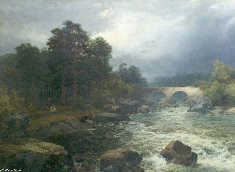 Wikioo.org - The Encyclopedia of Fine Arts - Painting, Artwork by John Brandon Smith - Anglers By A Rocky Torrent