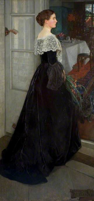 WikiOO.org - Encyclopedia of Fine Arts - Målning, konstverk John Byam Liston Shaw - Margaret Nettlefold Before Her Dining Room At Winterbourne