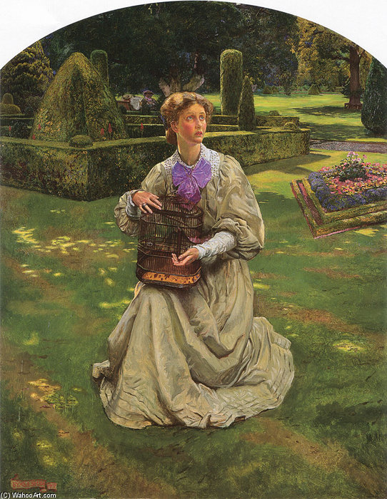 Wikioo.org - The Encyclopedia of Fine Arts - Painting, Artwork by John Byam Liston Shaw - The Caged Bird