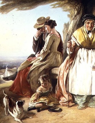 Wikioo.org – L'Enciclopedia delle Belle Arti - Pittura, Opere di John Callcott Horsley - giovane e l'età, dettaglio del amanti