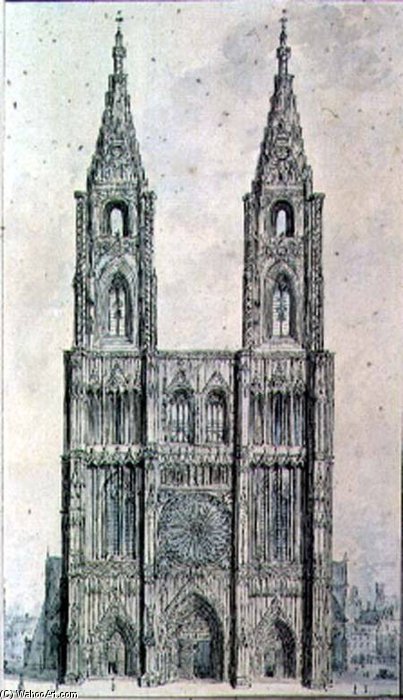 Wikioo.org – L'Enciclopedia delle Belle Arti - Pittura, Opere di John Carter - Ovest frontale  di  Strasburgo  cattedrale