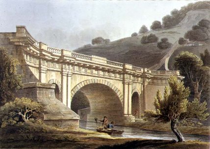 Wikioo.org - The Encyclopedia of Fine Arts - Painting, Artwork by John Claude Nattes - Aqueduct Bridge, Claverton