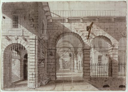 Wikioo.org - The Encyclopedia of Fine Arts - Painting, Artwork by John Claude Nattes - Newgate Prison Courtyard