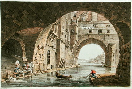 WikiOO.org - Enciclopedia of Fine Arts - Pictura, lucrări de artă John Claude Nattes - The Washing Place Of The Hotel-dieu And The Pont