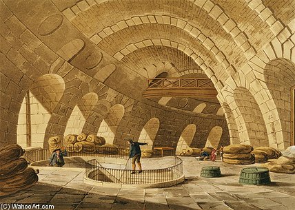 Wikioo.org - The Encyclopedia of Fine Arts - Painting, Artwork by John Claude Nattes - The Wheat Store, Rue De Viarmes