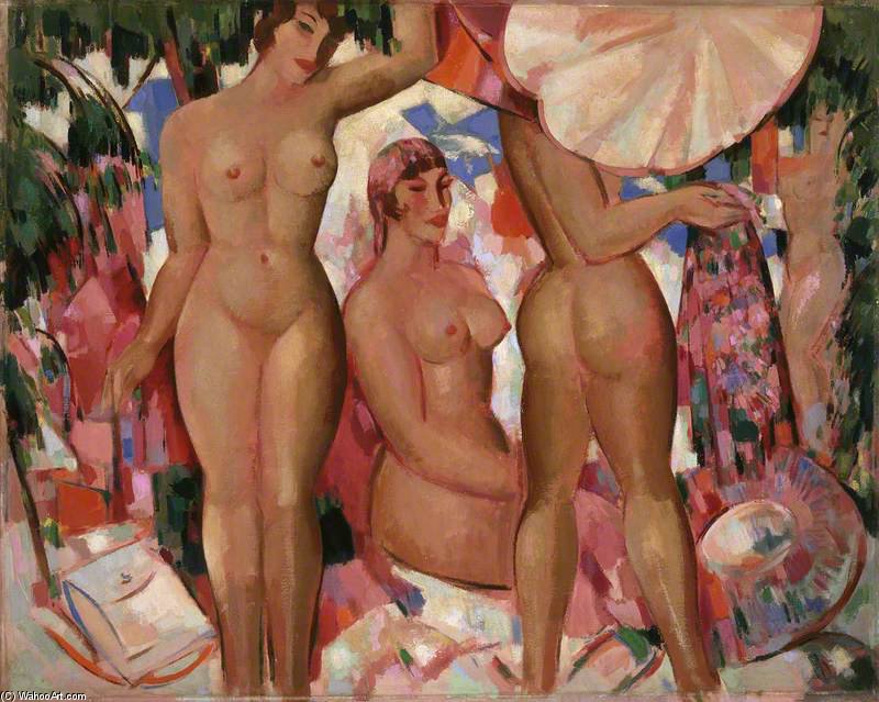 Wikioo.org - The Encyclopedia of Fine Arts - Painting, Artwork by John Duncan Fergusson - Bathers - The Parasol