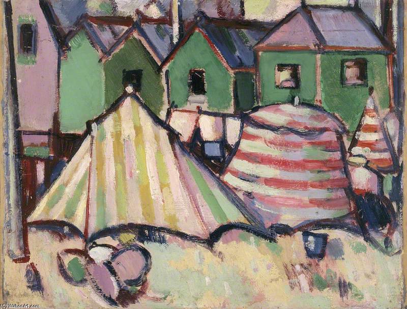 Wikioo.org - The Encyclopedia of Fine Arts - Painting, Artwork by John Duncan Fergusson - Bathing Boxes And Tents At St Palais
