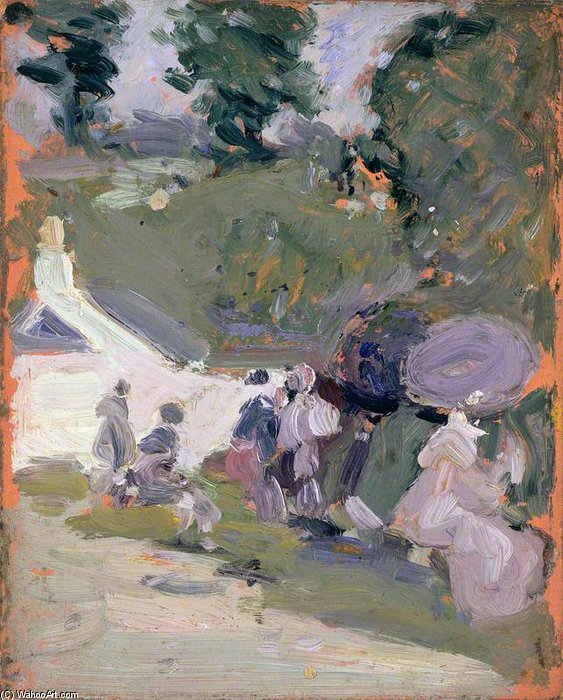 Wikioo.org - The Encyclopedia of Fine Arts - Painting, Artwork by John Duncan Fergusson - Cottage With Figures