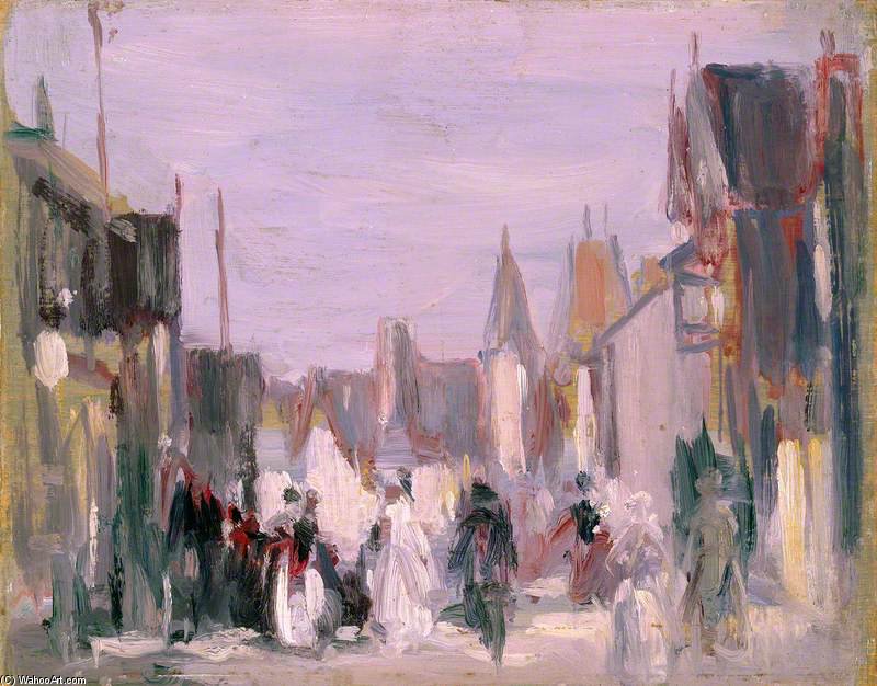 Wikioo.org - The Encyclopedia of Fine Arts - Painting, Artwork by John Duncan Fergusson - French Village With Figures