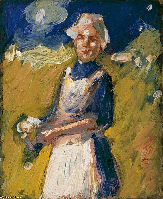 WikiOO.org - Encyclopedia of Fine Arts - Malba, Artwork John Duncan Fergusson - Girl In A Field