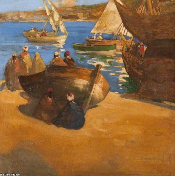 Wikioo.org - The Encyclopedia of Fine Arts - Painting, Artwork by John Duncan Fergusson - On The Beach At Tangier