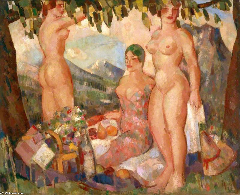 Wikioo.org - The Encyclopedia of Fine Arts - Painting, Artwork by John Duncan Fergusson - Picnic In Provence