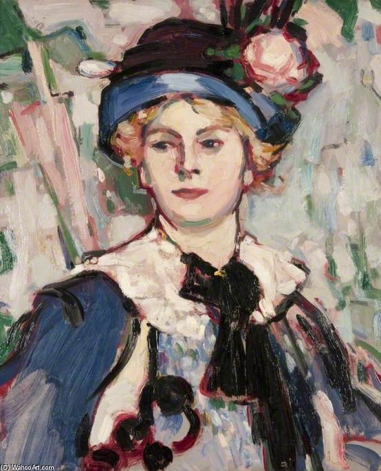 Wikioo.org - The Encyclopedia of Fine Arts - Painting, Artwork by John Duncan Fergusson - The Pink Parasol - Bertha Case