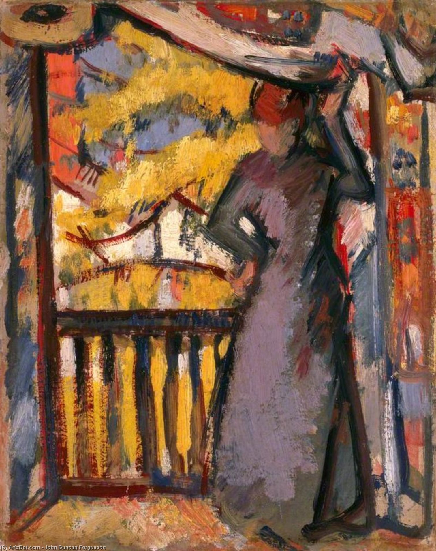 Wikioo.org - The Encyclopedia of Fine Arts - Painting, Artwork by John Duncan Fergusson - Woman On A Balcony