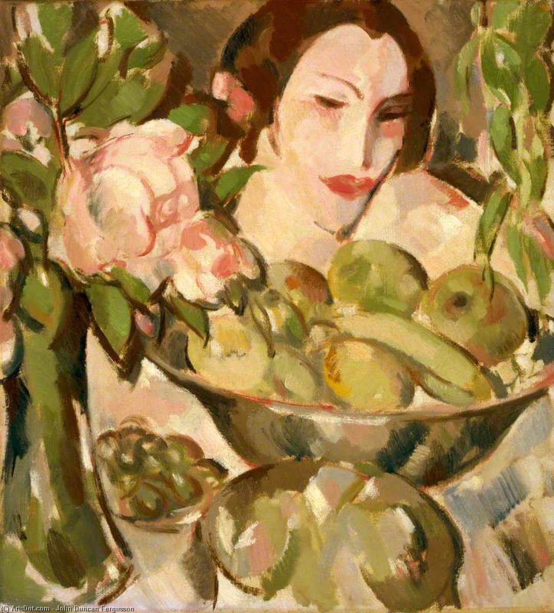 Wikioo.org – L'Encyclopédie des Beaux Arts - Peinture, Oeuvre de John Duncan Fergusson - femme fruits  au  au  le dîner  liste