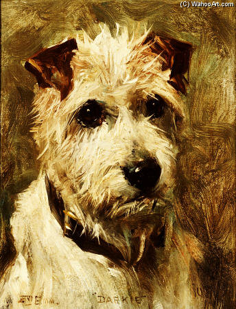 Wikioo.org - The Encyclopedia of Fine Arts - Painting, Artwork by John Emms - Portrait Of A Terrier