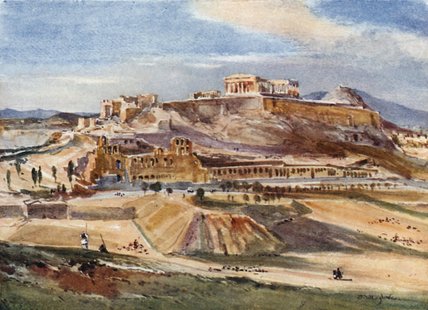 Wikioo.org - The Encyclopedia of Fine Arts - Painting, Artwork by John Fulleylove - The Acropolis From The Base Of The Philopappus Hill