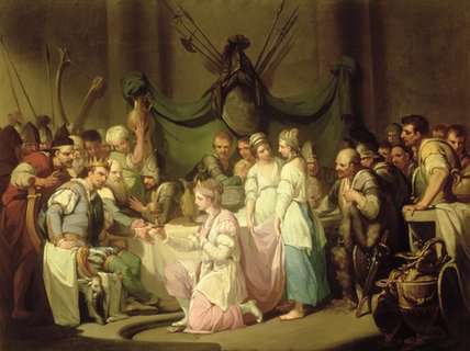 Wikioo.org - The Encyclopedia of Fine Arts - Painting, Artwork by John Hamilton Mortimer - The Meeting Of Vortigern And Rowena
