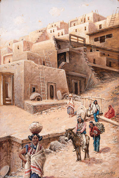 WikiOO.org - Εγκυκλοπαίδεια Καλών Τεχνών - Ζωγραφική, έργα τέχνης John Hauser - Pueblo Village
