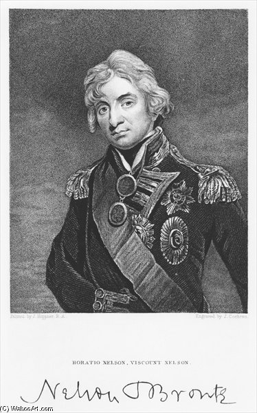 Wikoo.org - موسوعة الفنون الجميلة - اللوحة، العمل الفني John Hoppner - Portrait Of Admiral Horatio Nelson With His Signature