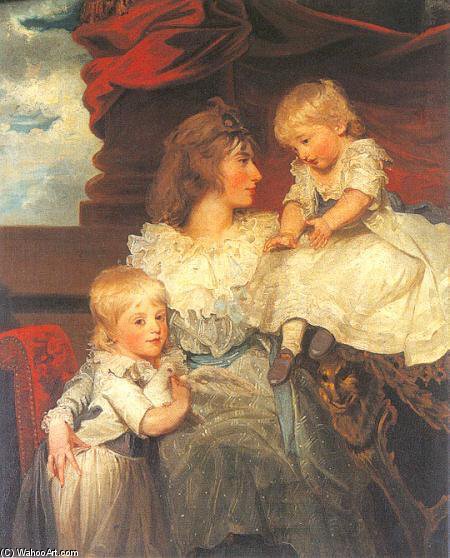 Wikoo.org - موسوعة الفنون الجميلة - اللوحة، العمل الفني John Hoppner - Portrait Of Harriet, Viscountess Duncannon With Her Sons