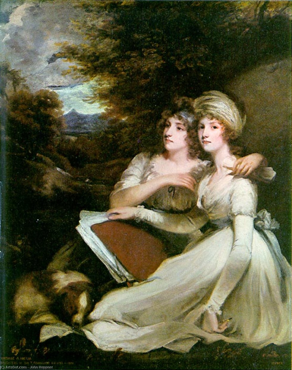Wikioo.org - The Encyclopedia of Fine Arts - Painting, Artwork by John Hoppner - Portrait Of The Frankland Sisters