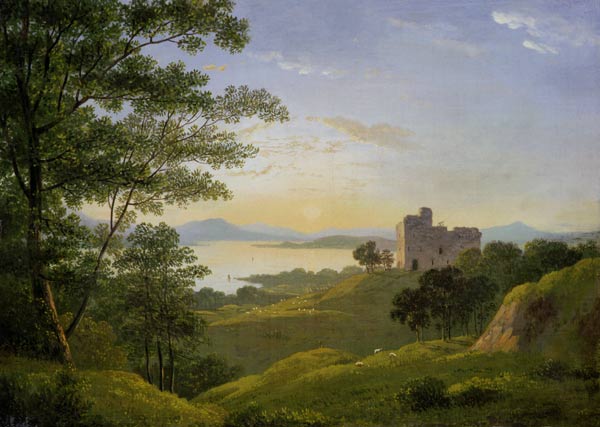 Wikioo.org - Die Enzyklopädie bildender Kunst - Malerei, Kunstwerk von John Knox - Sonnenuntergang an die die westlich Mittelgebirge