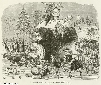 Wikioo.org - The Encyclopedia of Fine Arts - Painting, Artwork by John Leech - A Merry Christmas And A Happy New Year