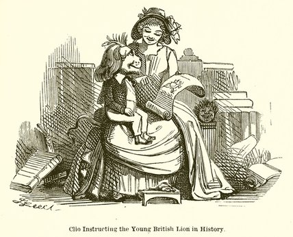 WikiOO.org - Enciclopédia das Belas Artes - Pintura, Arte por John Leech - Clio Instructing The Young British Lion In History