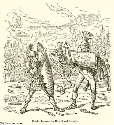 WikiOO.org - Enciclopédia das Belas Artes - Pintura, Arte por John Leech - Combat Between The Horatii And Curiatii